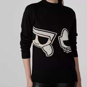 Karl Lagerfeld Black and White Choupette Sweater